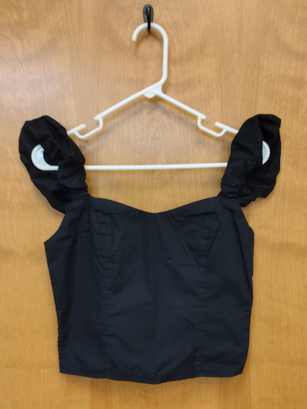 Abercrombie & Fitch Black Puff-Sleeve Cropped Top